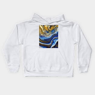 Photo Abstract Blue / Gold Acrylic Painting Kids Hoodie